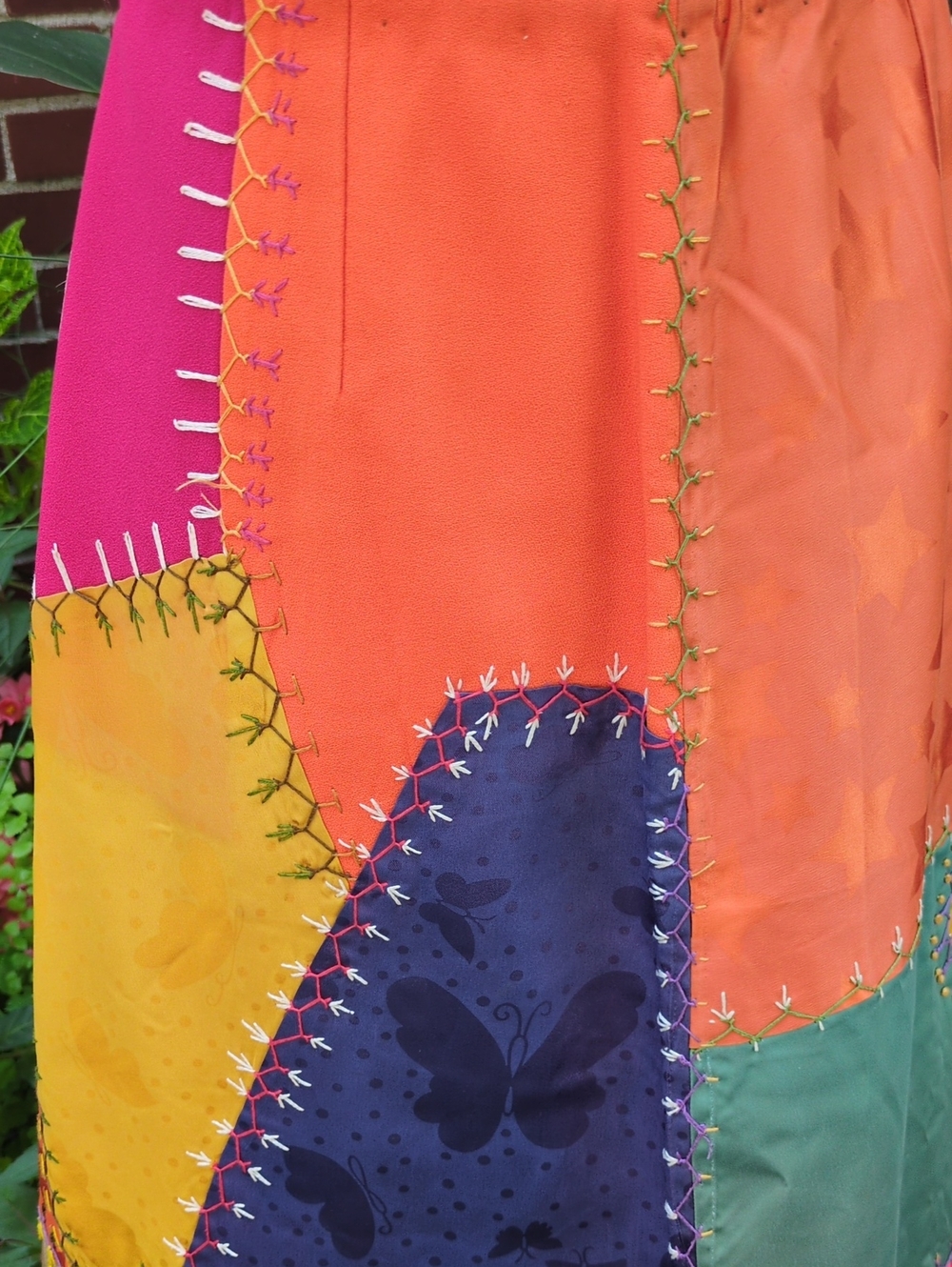 OOAK Festival Boho Vintage Crazy Quilt Patchwork Skirt XS - Picture 4 of 14